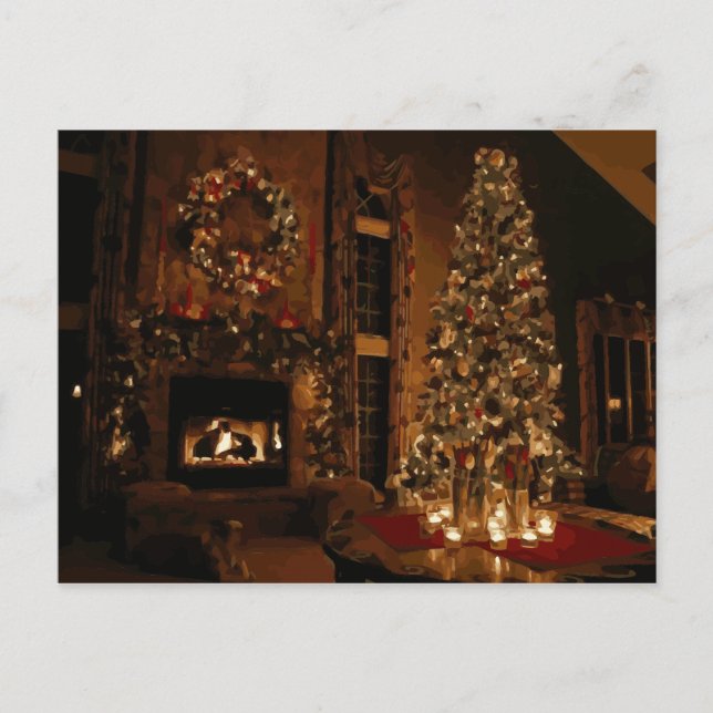 Christmas Tree and Bushes outside Shopping Centre Holiday Postcard (Front)