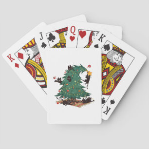 Christmas Tree and Cat Cute Christmas Cat Lover Playing Cards