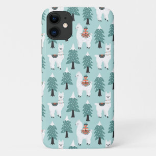Christmas tree and cute lama pattern iPhone 11 case