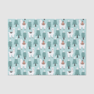 Christmas tree and cute lama pattern tissue paper