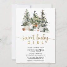 Christmas Tree and Gifts Baby Shower Invitation