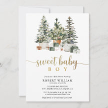 Christmas Tree and Gifts Baby Shower Invitation