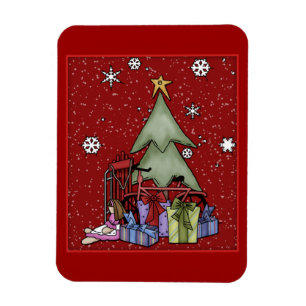 Christmas tree and gifts magnet