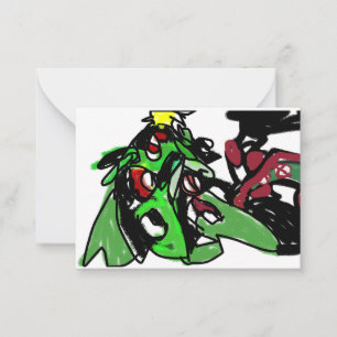 Christmas  tree and gingerbread house  card