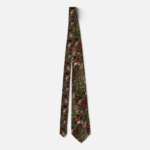 Christmas tree and living room pattern tie
