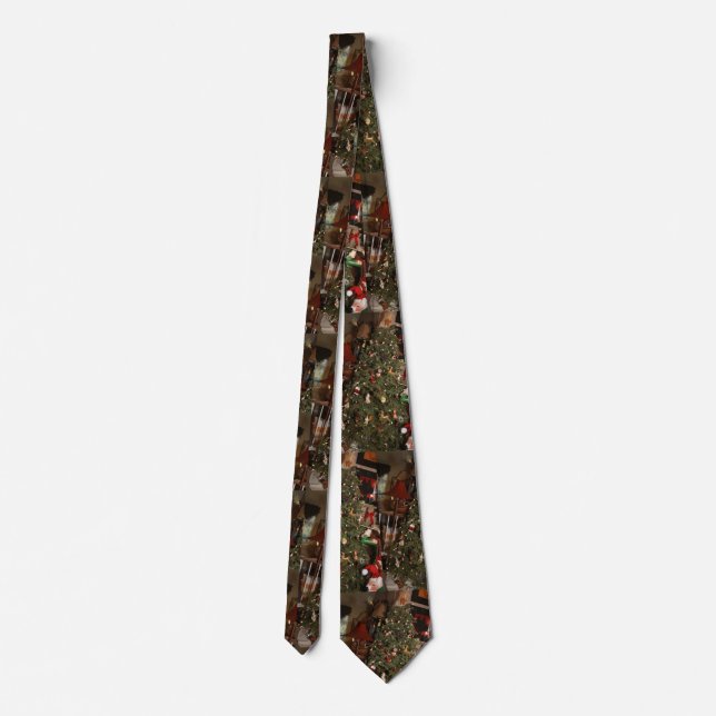 Christmas tree and living room pattern tie (Back)