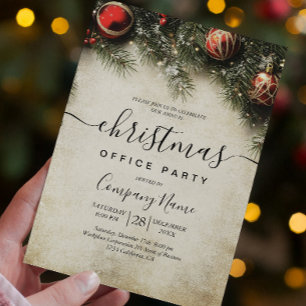 Christmas Tree and Ornaments Holiday Office Party Invitation