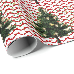 Christmas Tree and Red Bows Wrapping Paper