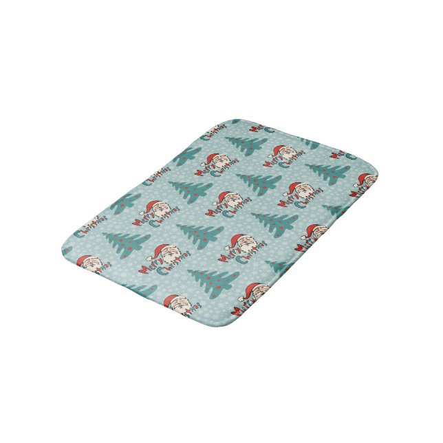 Christmas tree and santa claus bath mat (Angled)