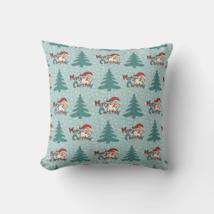 Christmas tree and santa claus cushion