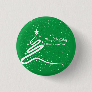 Christmas Tree and Snowfall  3 Cm Round Badge
