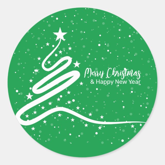 Christmas Tree and Snowfall Classic Sticker  (Front)