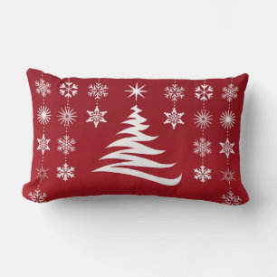 Christmas Tree and Snowflakes Artfull Throw Pillow