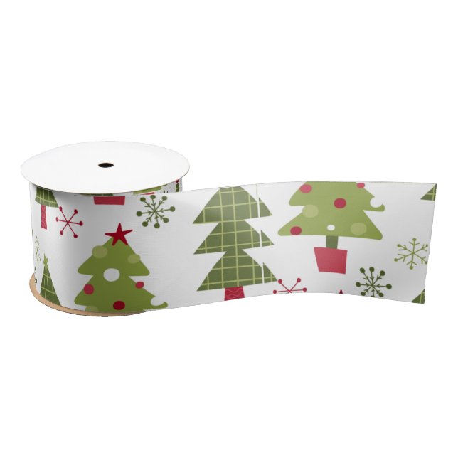 Christmas Tree and Snowflakes  Satin Ribbon (Spool)
