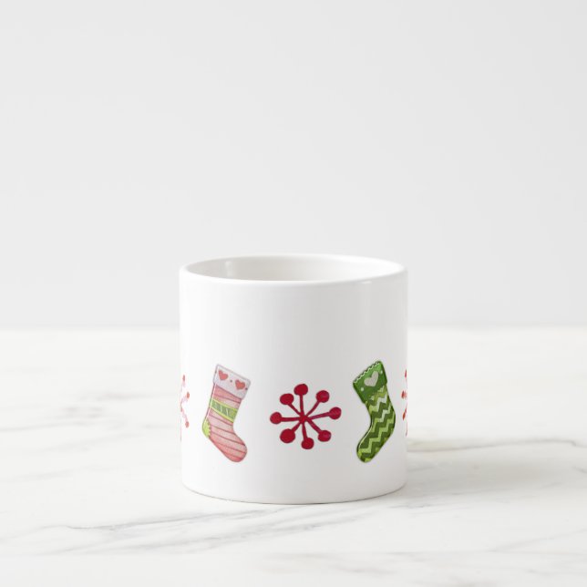 Christmas Tree and Stocking Whimsey Espresso Cup (Front)