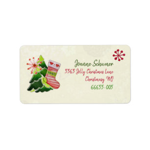 Christmas Tree and Stocking Whimsey Label