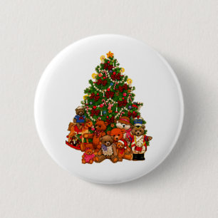 Christmas Tree and Teddy Bears 6 Cm Round Badge
