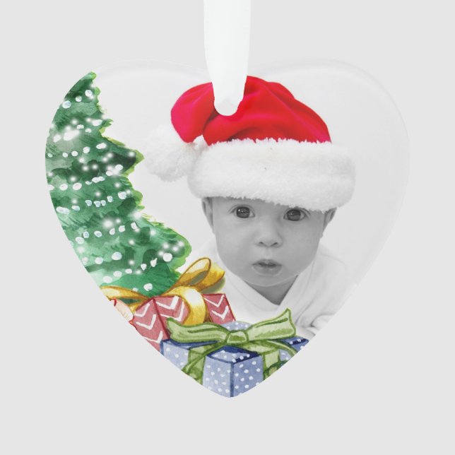 Christmas Tree Art Custom Photo Ornament (Front)