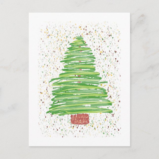 Christmas Tree Art Holiday Postcard (Front)