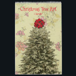 Christmas Tree Art Year Around Calendar<br><div class="desc">This pretty calendar features my original graphic art of Christmas trees on colourful vintage backgrounds, so there is a fun and pretty Christmas tree to look at every month! These calendars are high quality and vibrant. You may choose other sizes and other options if desired. This unique calendar would make...</div>