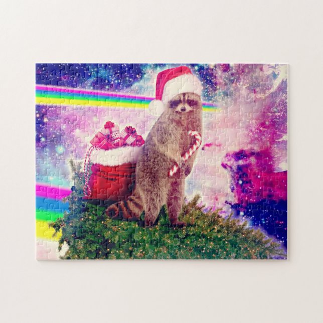 Christmas Tree Astro Racoon Jigsaw Puzzle (Horizontal)