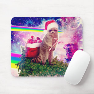 Christmas Tree Astro Racoon Mouse Pad