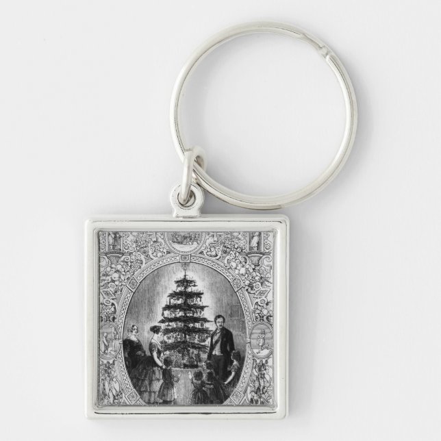 Christmas Tree at Windsor Castle, 1848 Key Ring (Front)