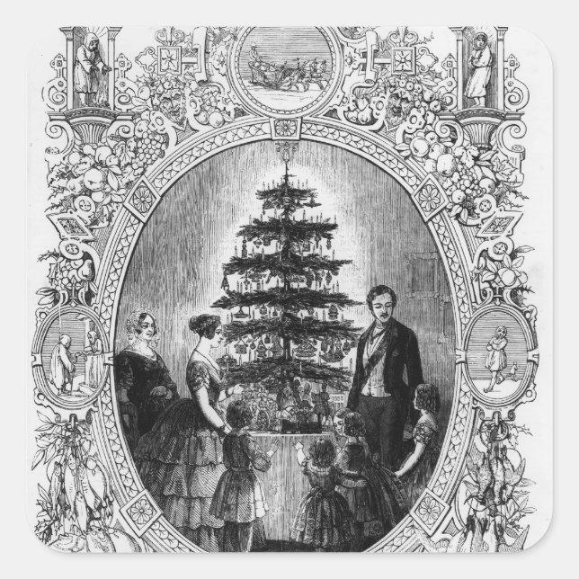 Christmas Tree at Windsor Castle, 1848 Square Sticker (Front)