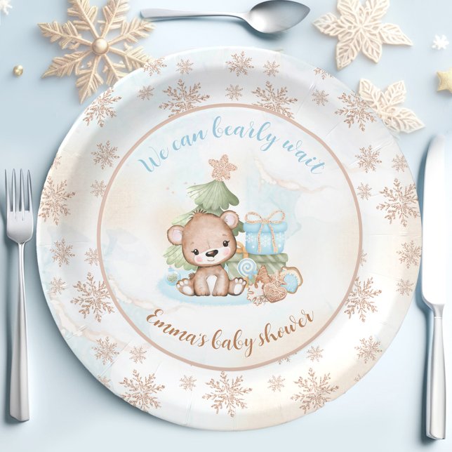 Christmas Tree Baby Bear Boy Baby Shower  Paper Plate (Christmas Tree Baby Bear Boy Baby Shower Paper Plates)