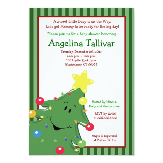 CHRISTMAS TREE Baby Shower 5x7 Invitation Green