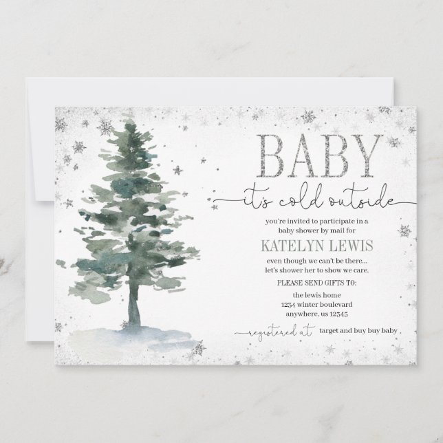 Christmas Tree Baby Shower by Mail Invitation (Front)