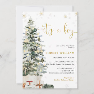 Christmas Tree Baby Shower Invitation