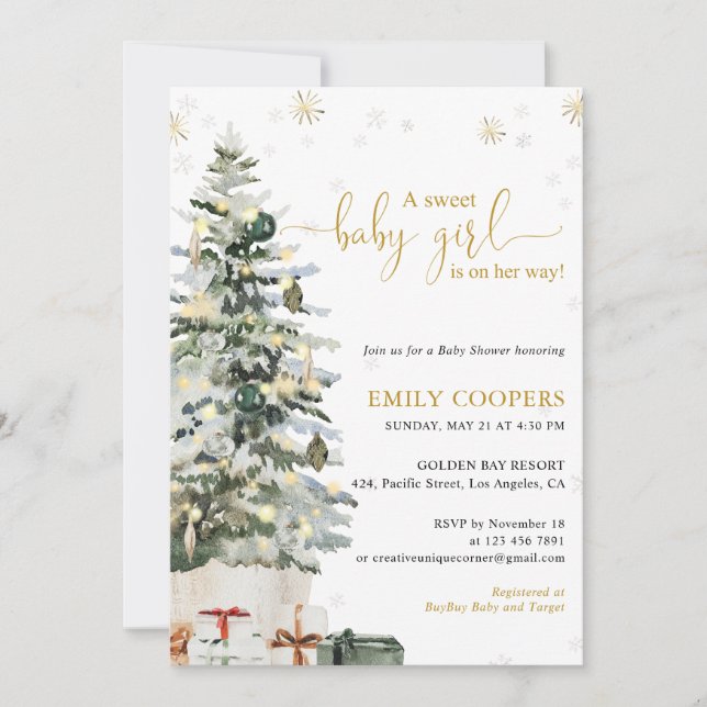 Christmas Tree Baby Shower Invitation (Front)