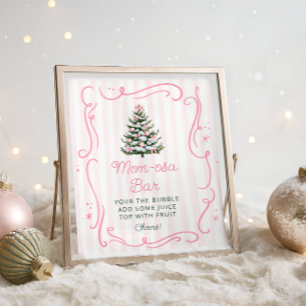 Christmas Tree Baby Shower Mom-osa Bar Poster