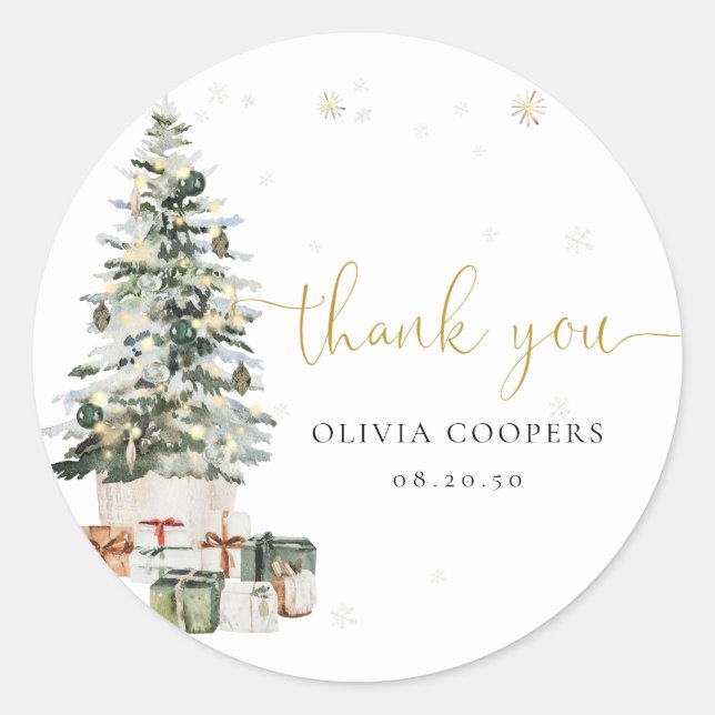 Christmas Tree Baby Shower Sticker (Front)