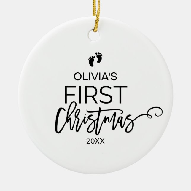 Christmas Tree Baby's First Christmas Holiday Ceramic Tree Decoration (Front)