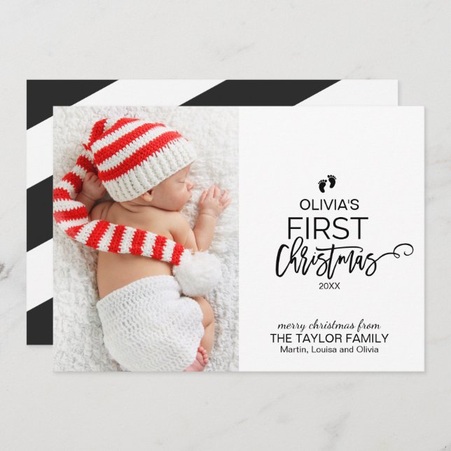 Christmas Tree Baby's First Christmas Photo Holiday Card (Front/Back)