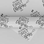 Christmas Tree Baby's First Christmas Wrapping Paper<br><div class="desc">This christmas tree baby's first christmas wrapping paper is perfect for a cute holiday gift. The design features baby footprints,  your baby's name,  and the words "first christmas" with the year arranged to look like a christmas tree.</div>