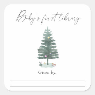 Christmas tree - Baby's first library Square Sticker