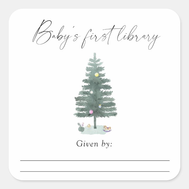 Christmas tree - Baby's first library Square Sticker (Front)
