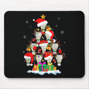 Christmas Tree Badminton Ball Santa Hat Funny Xmas Mouse Pad