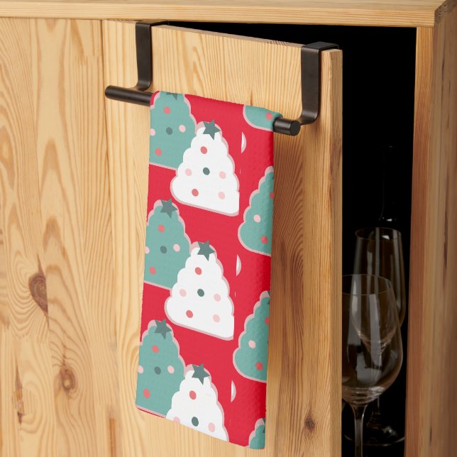 Christmas Tree Bakery Cookies Pattern Tea Towel (Thirds Fold)