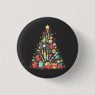 Christmas Tree Baking Chef Cook Xmas  3 Cm Round Badge