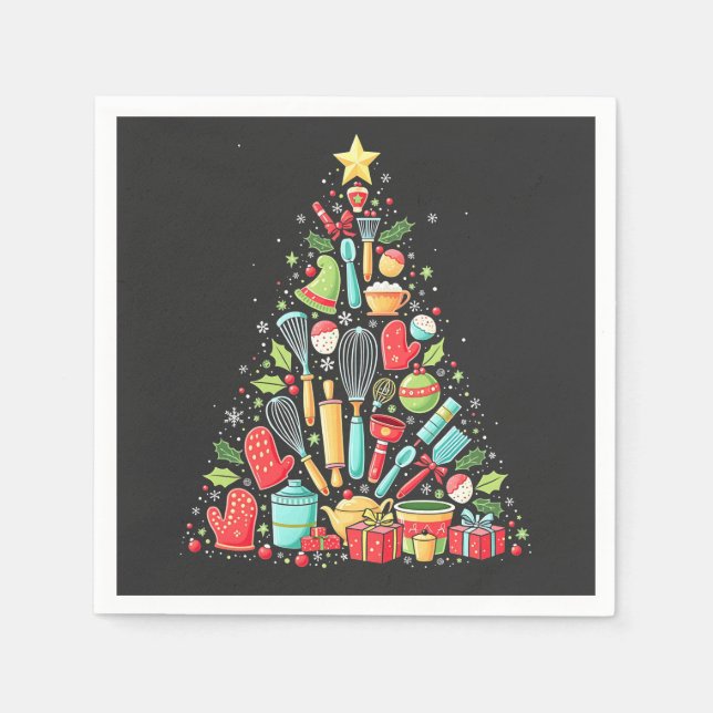 Christmas Tree Baking Chef Cook Xmas  Napkin (Front)