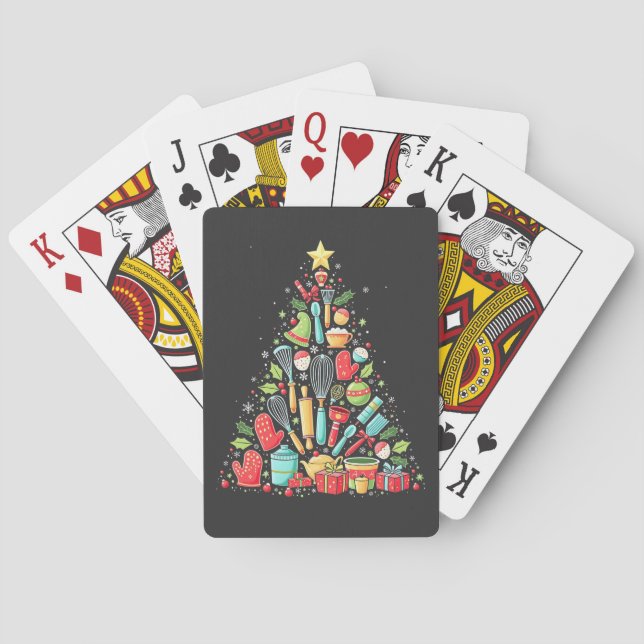 Christmas Tree Baking Chef Cook Xmas  Playing Cards (Back)
