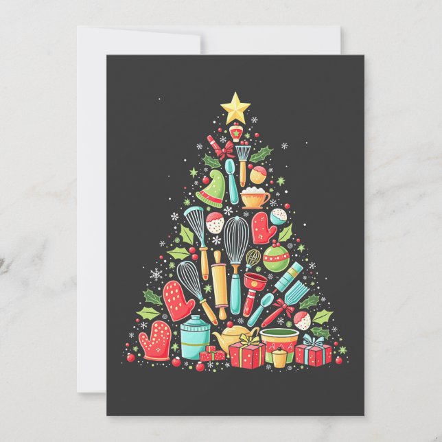 Christmas Tree Baking Chef Cook Xmas  Thank You Card (Front)