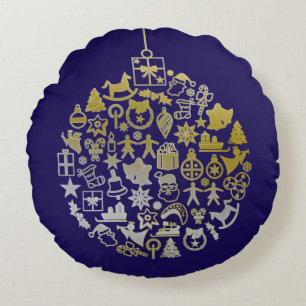 Christmas Tree Ball Ornament + your ideas Round Cushion