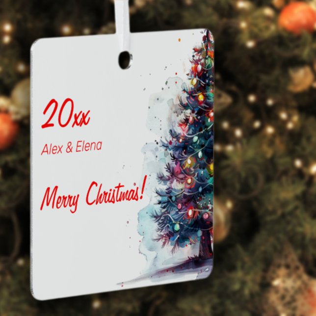 Christmas tree ball snow Metal Square Ornament (Creator Uploaded)