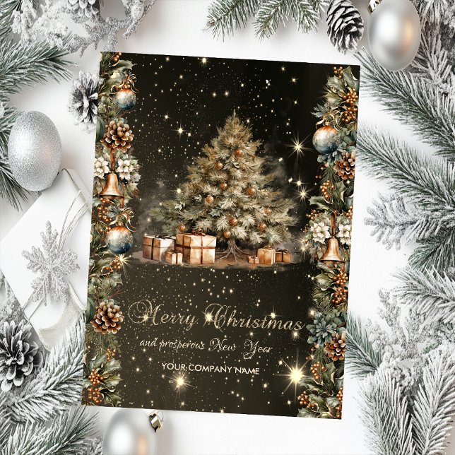  Christmas Tree,Balls,Bells,Pinecones Corporate Holiday Card (Creator Uploaded)