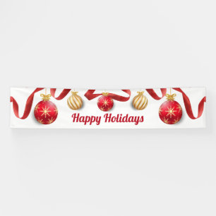 Christmas tree balls garland red gold  banner